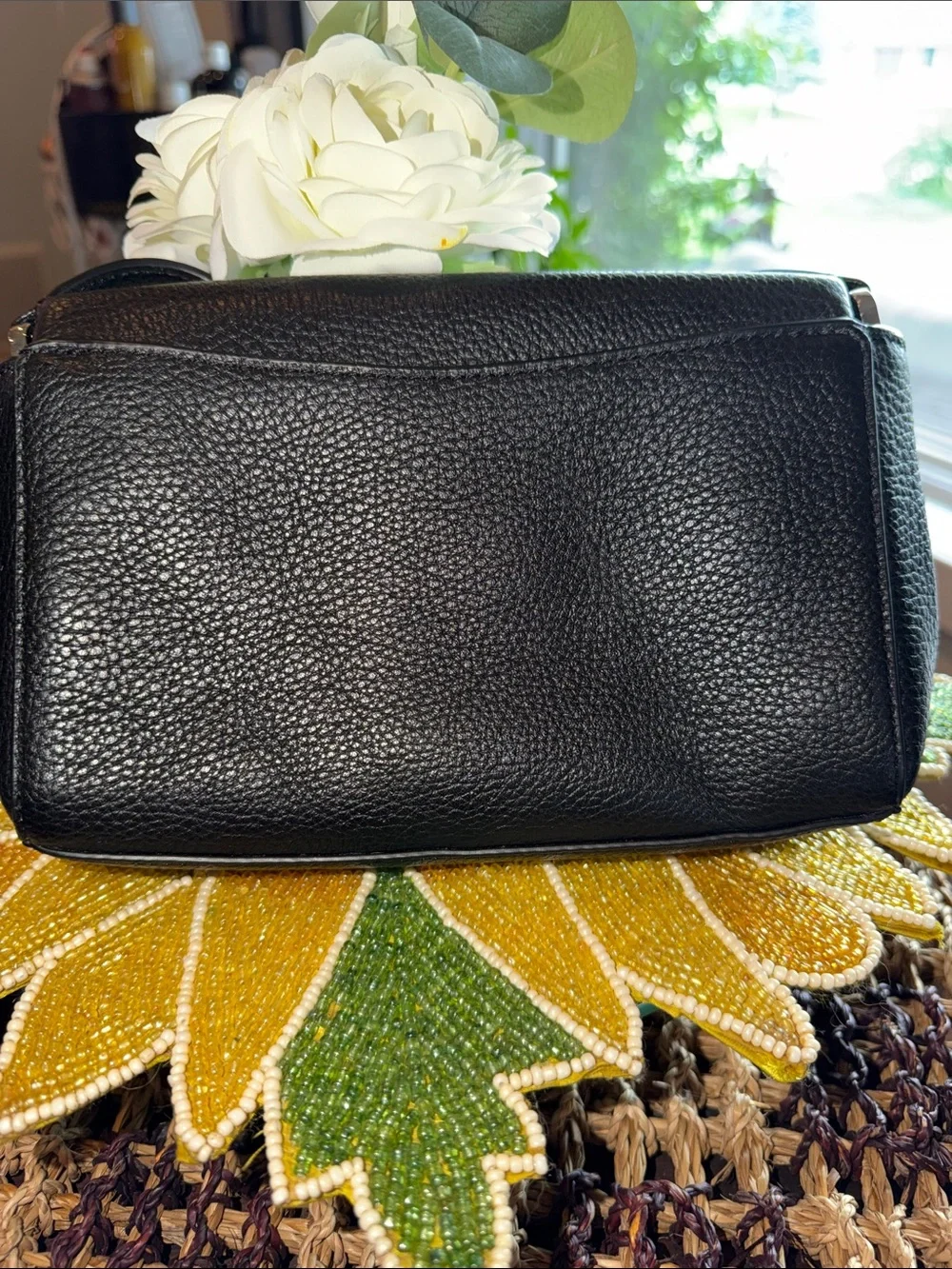 kate spade Black Pebbled Leather Crossbody with Front Zip